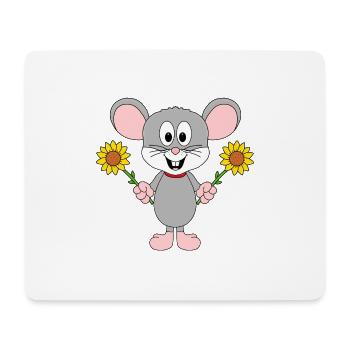 BLUMEN - MAUS - MÄUSE - TIER - TIERE - TIERISCH - Mousepad (Querformat) - Weiß - Vorne