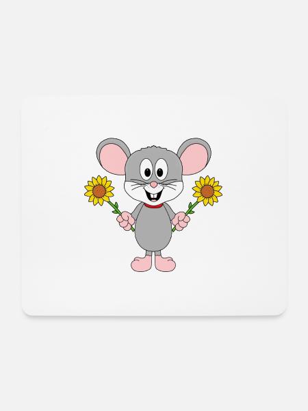 BLUMEN - MAUS - MÄUSE - TIER - TIERE - TIERISCH - Mousepad (Querformat) - Weiß