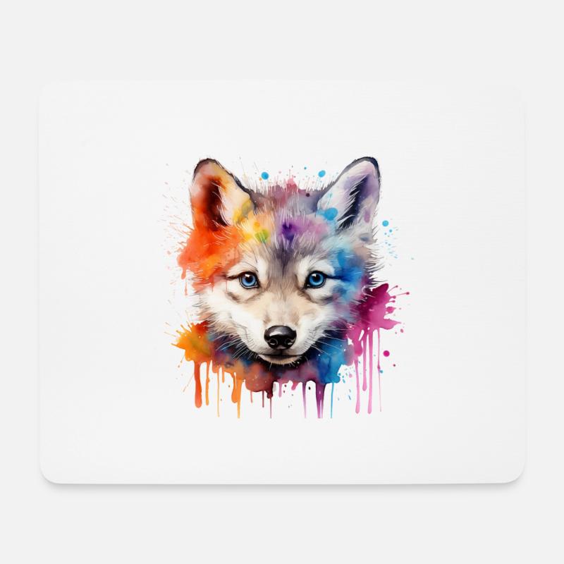 wolf, gray wolf, wolf cub - Mouse Pad (horizontal) - white