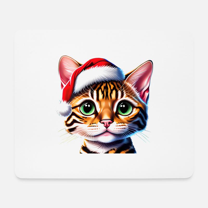 Bengalkatze Kätzchen Weihnachten Bengalkätzchen - Mousepad (Querformat) - Weiß