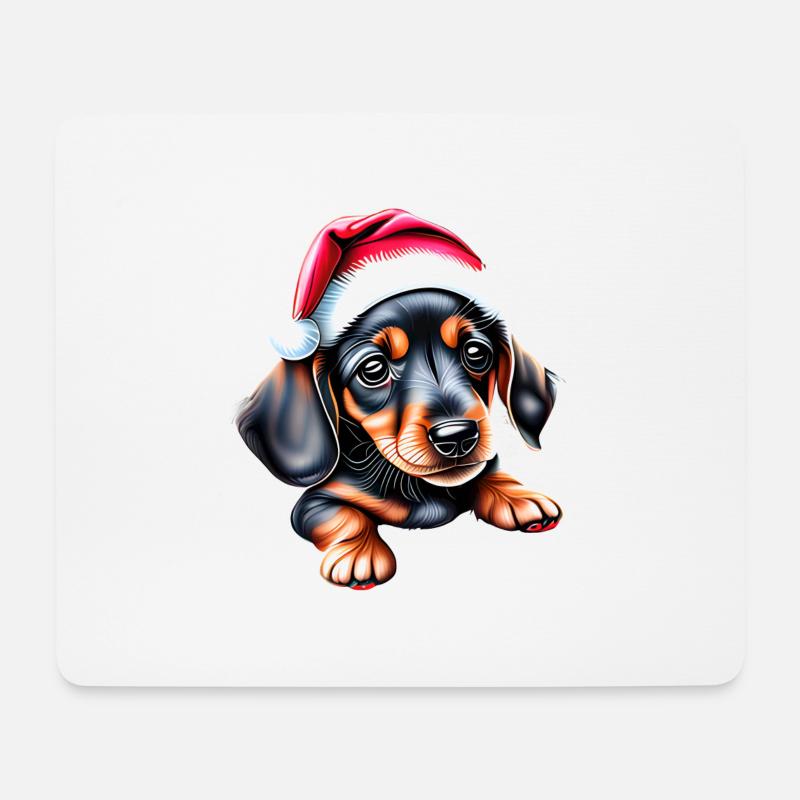 Dachshund Weihnachten Hund Dackelwelpe X-Mas - Mousepad (Querformat) - Weiß