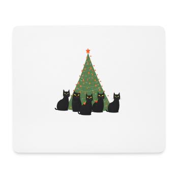 5 cats under christmastree - Mouse Pad (horizontal) - white - Front