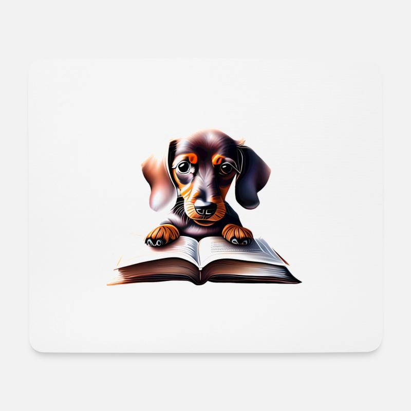 Dachshund Bücher Hund Dackelwelpe Buch lesen Hunde - Mousepad (Querformat) - Weiß