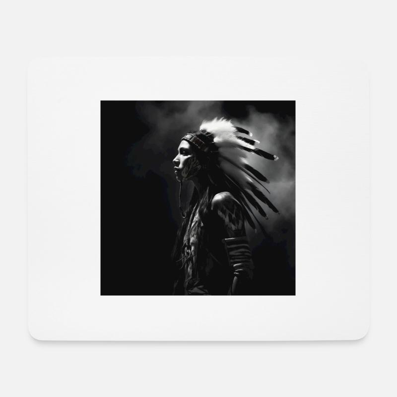 Kriegerin als tolles schwarz weiß Bild - Mousepad (Querformat) - Weiß