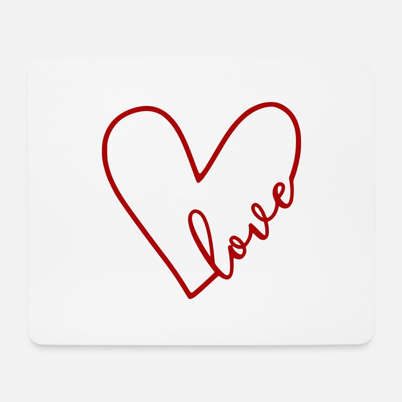 Love Herz - Mousepad (Querformat) - Weiß