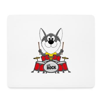 SCHLAGZEUG - MUSIK - HUSKY - HUND - SCHLITTENHUND - Mousepad (Querformat) - Weiß - Vorne