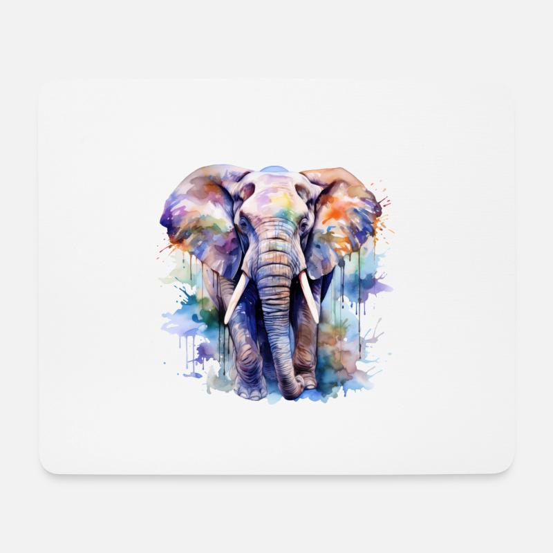elefant, wasserfarben - Mousepad (Querformat) - Weiß