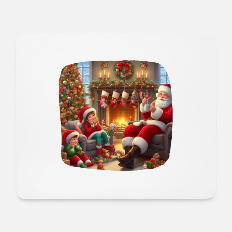 Weihnachtsmann Heiligabend Familie Rentiere - Mousepad (Querformat) - Weiß