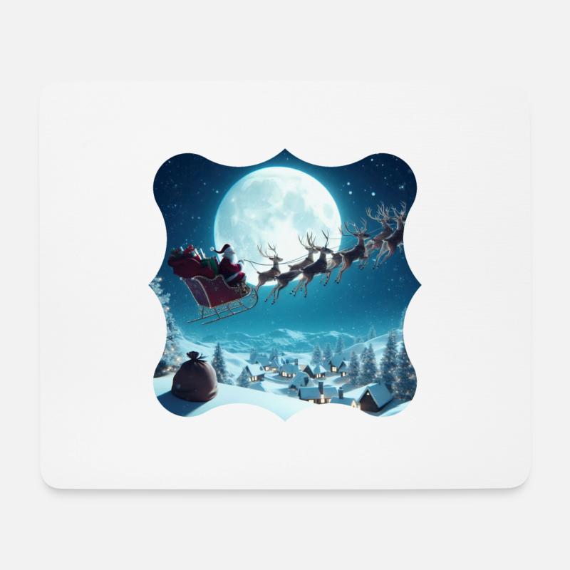 Weihnachtsmann Schlitten Rentier Geschenke Weihnachtsbaum - Mousepad (Querformat) - Weiß