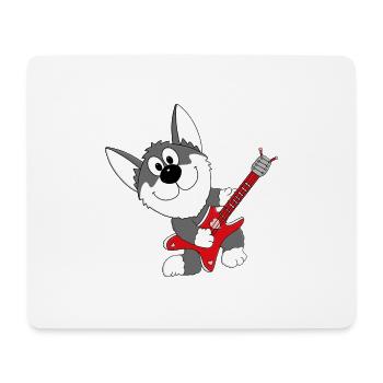 GITARRE - MUSIK - HUND - SCHLITTENHUND - HUSKY - Mousepad (Querformat) - Weiß - Vorne