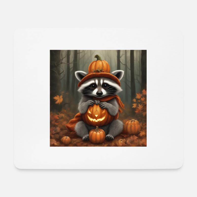 Waschbär im Halloween Kostüm - Mousepad (Querformat) - Weiß