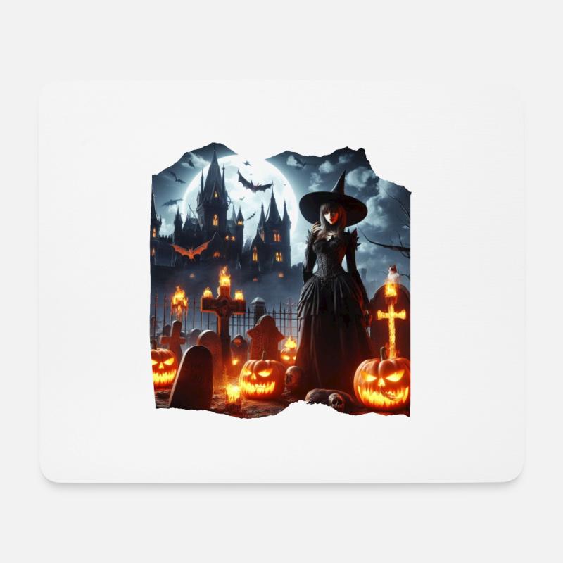 Hexenfriedhof Kürbisse - Mousepad (Querformat) - Weiß