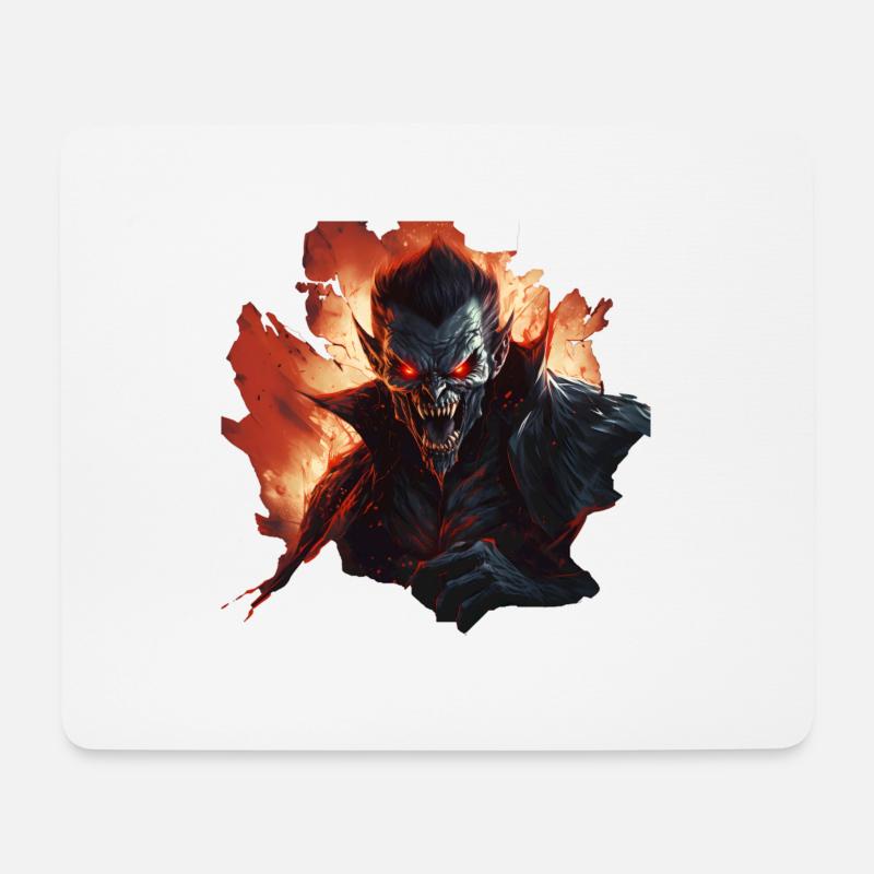 angry vampire monster in a realistic comic - Mousepad (Querformat) - Weiß