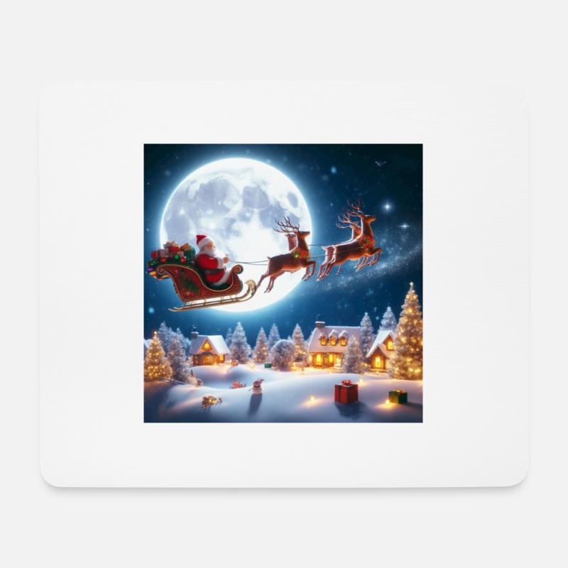 Weihnachtsmann Schlitten Rentier Weihnachtsbaum Weihnachtsgeschenke - Mousepad (Querformat) - Weiß