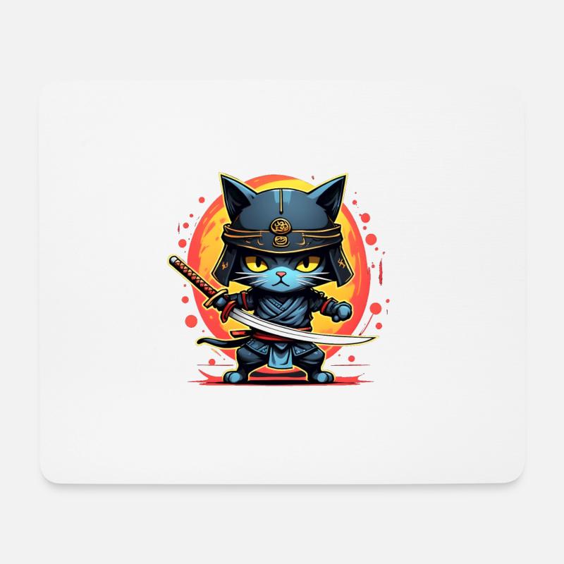 Ninja cat #2 - Tapis de souris (format paysage) - blanc