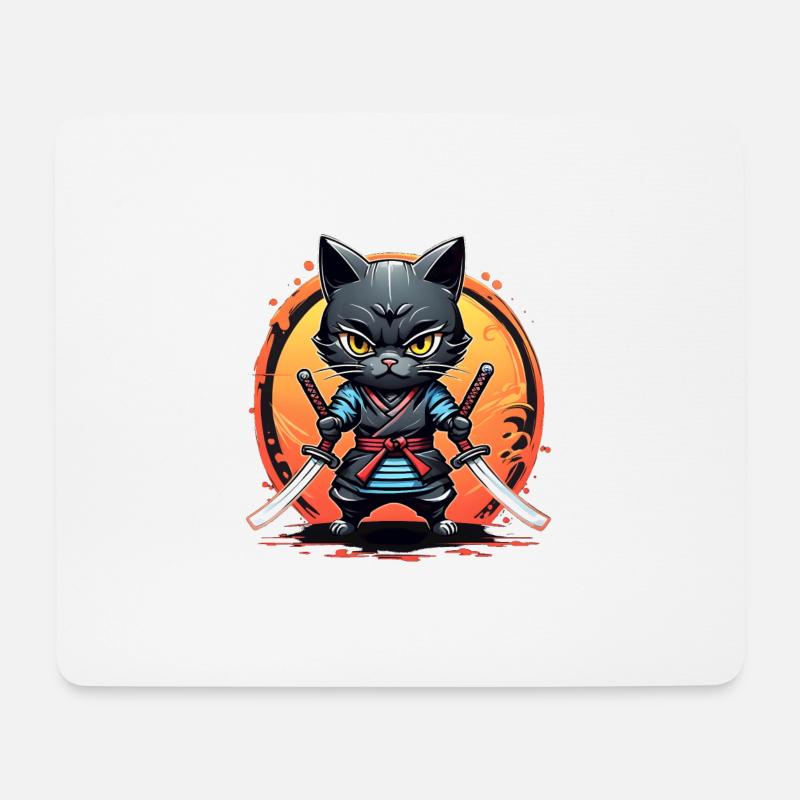 Ninja cat #4 - Tapis de souris (format paysage) - blanc