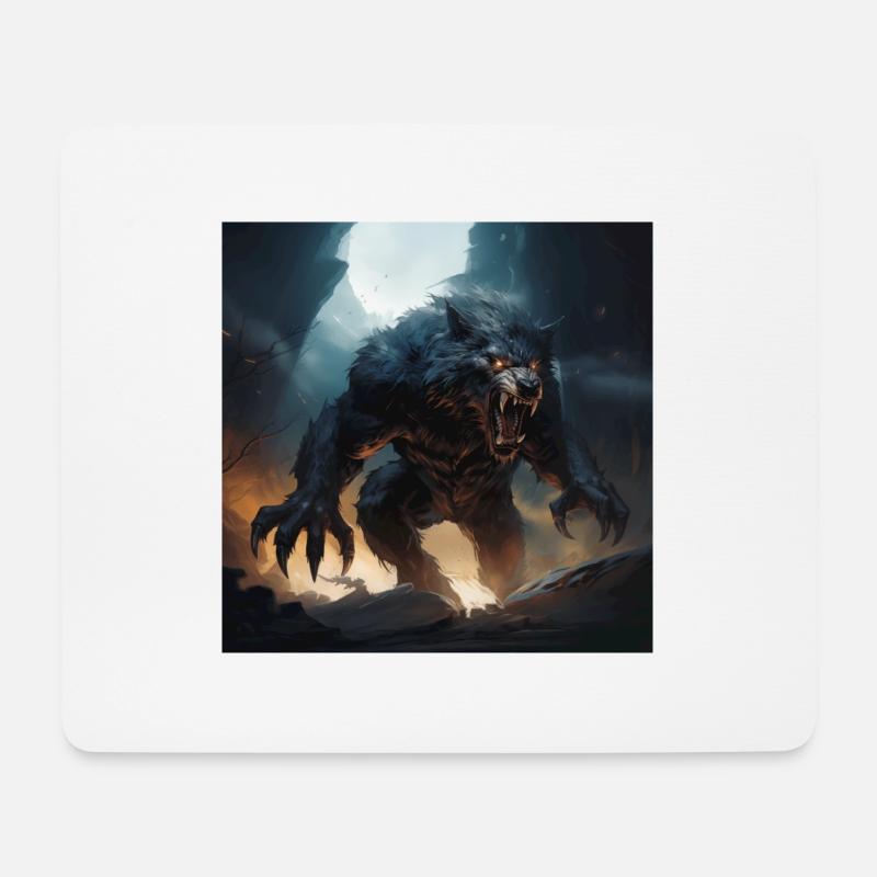 classic Werewolf Monster in a comic style - Mousepad (Querformat) - Weiß