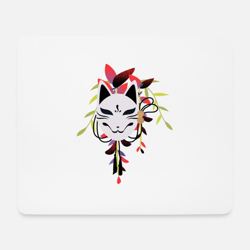 Fuchsmaske Japan Design - Mousepad (Querformat) - Weiß