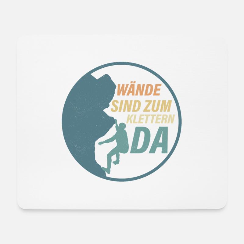 Wände sind zum klettern da Klettern Boulder - Mousepad (Querformat) - Weiß