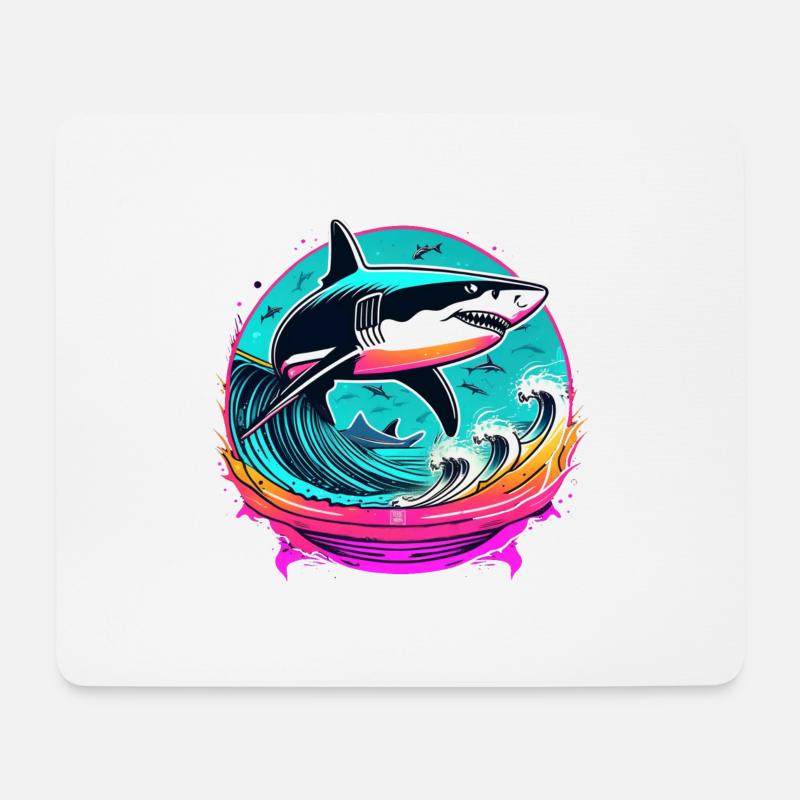 requin - Tapis de souris (format paysage) - blanc