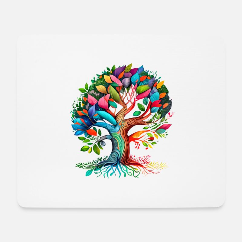 Lebensbaum Yoga Baum des Lebens Meditation - Mousepad (Querformat) - Weiß