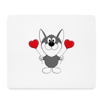 HUSKY - HUND - SCHLITTENHUND - WOLFSHUND - LIEBE - Mousepad (Querformat) - Weiß - Vorne