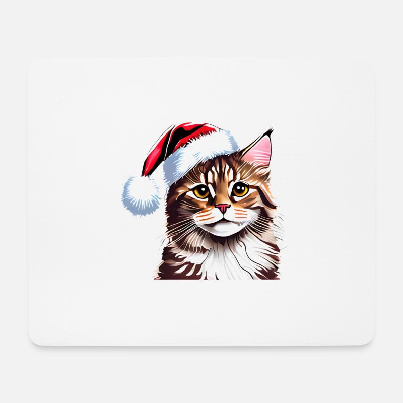 Maine Coon Weihnachten Kater X-Mas Katze Kätzchen - Mousepad (Querformat) - Weiß