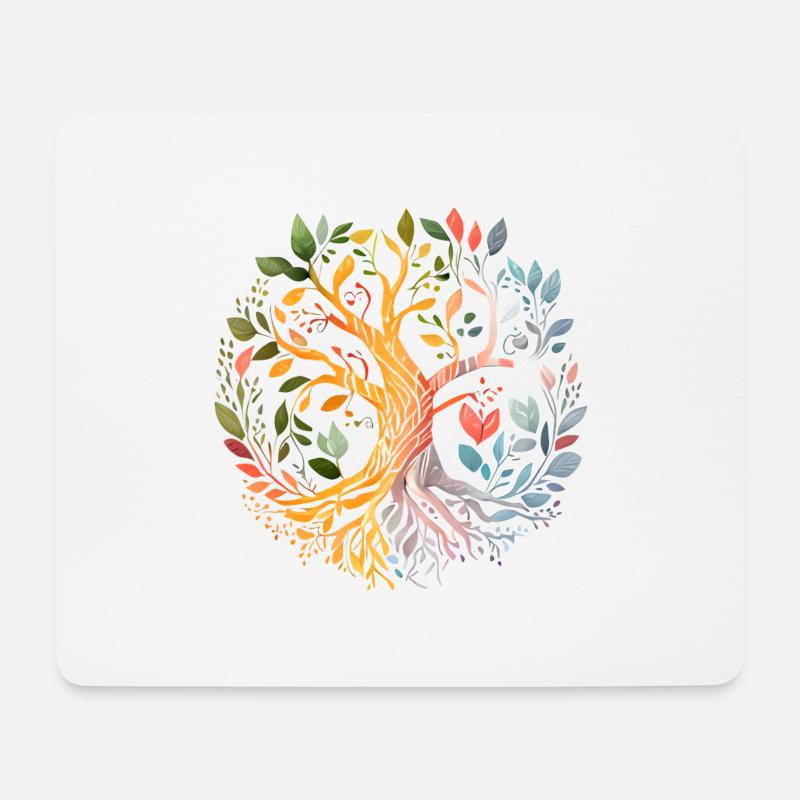 Lebensbaum Yoga Baum des Lebens Meditation - Mousepad (Querformat) - Weiß