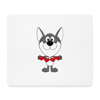 LIEBE - HUND - HUSKY - WOLFSHUND - SCHLITTENHUND - Mousepad (Querformat) - Weiß - Vorne