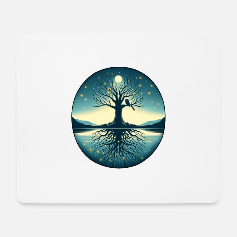 Baum im Mondlicht - Mousepad (Querformat) - Weiß
