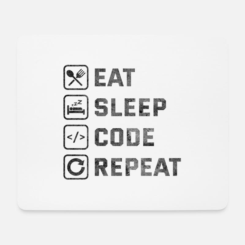 Eat Sleep Code Wiederholung - Mousepad (Querformat) - Weiß