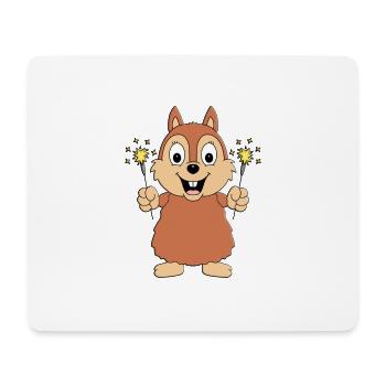 WUNDERKERZEN - NEUJAHR - SILVESTER - EICHHÖRNCHEN - Mousepad (Querformat) - Weiß - Vorne