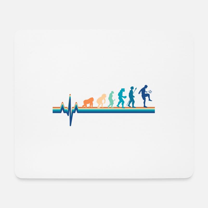Evolution Heartbeat Fußball - Retro Fußball - Mousepad (Querformat) - Weiß