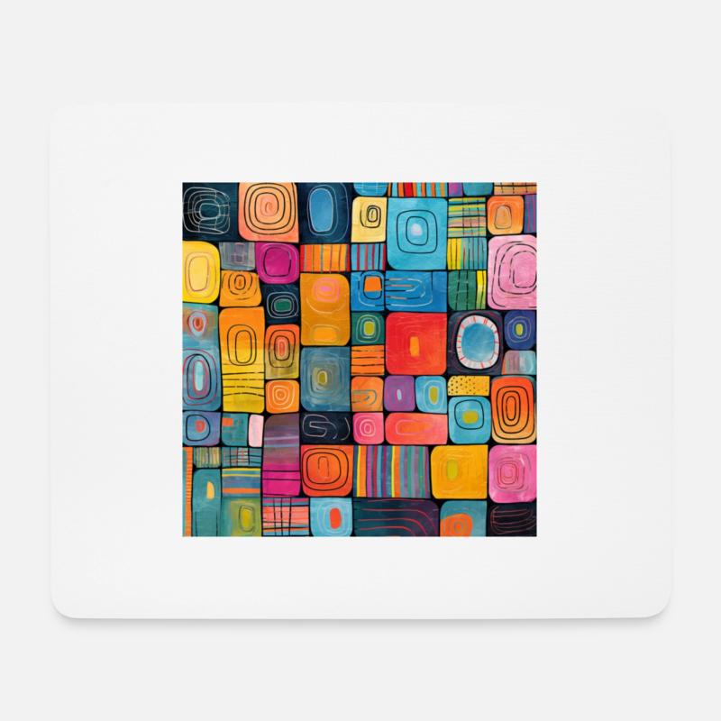 Karos in Bunt - Mousepad (Querformat) - Weiß