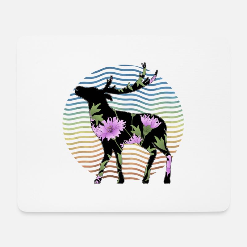 Cerf - Tapis de souris (format paysage) - blanc