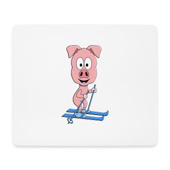 PISTENSAU - SCHWEIN - SKIER - SKI - WINTERSPORT - Mousepad (Querformat) - Weiß - Vorne
