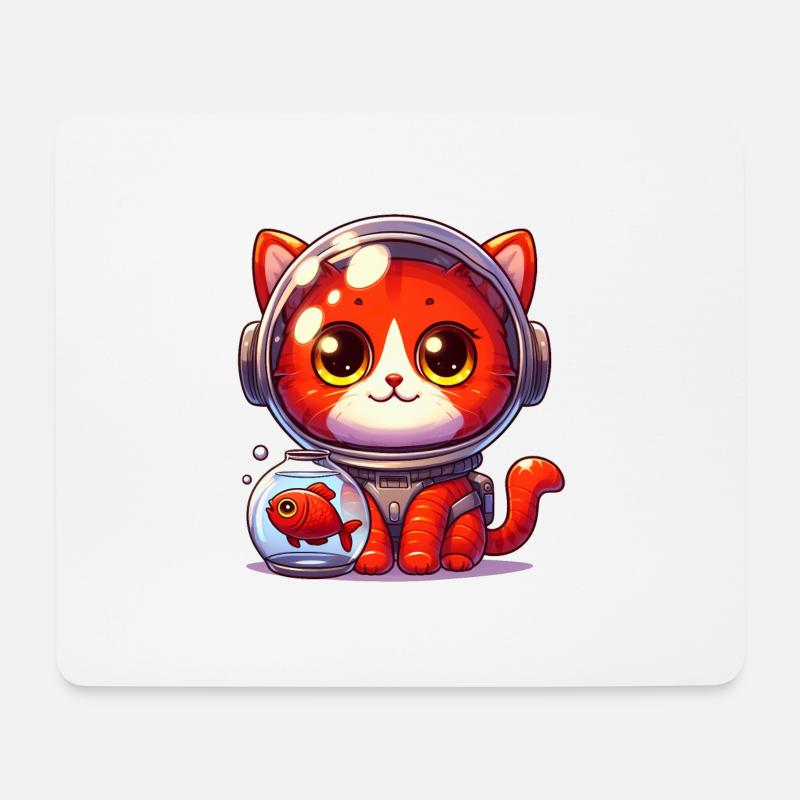 Die Astronauten Katze - Mousepad (Querformat) - Weiß