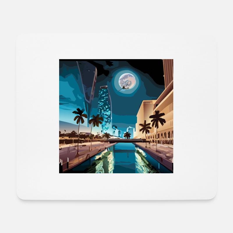 GTA 6 Moonlight in Miami (Miami Collection) - Mousepad (Querformat) - Weiß