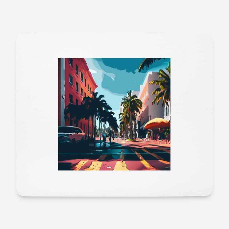Colorfull Streets in Miami (Miami Collection) - Mousepad (Querformat) - Weiß