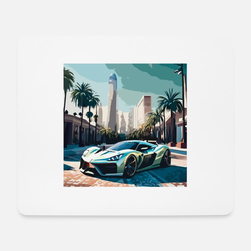 Race car in Miami (Miami Collection) - Mousepad (Querformat) - Weiß