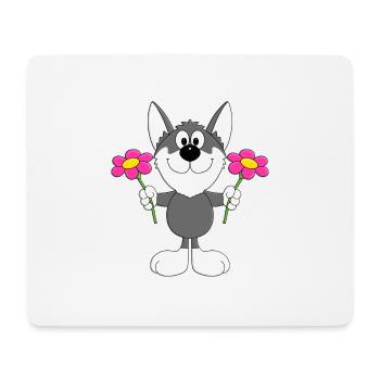 BLUMEN - HUSKY - SCHLITTENHUND - HUND - TIER - Mousepad (Querformat) - Weiß - Vorne