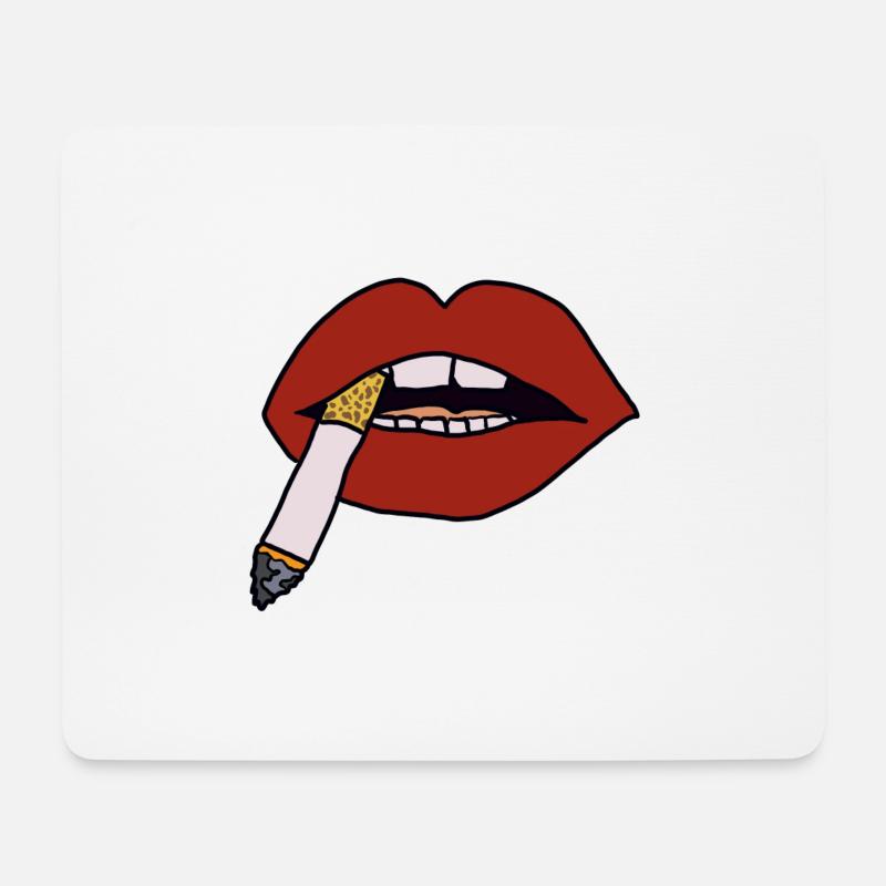 Popart Lippen mit Zigarette - Mousepad (Querformat) - Weiß