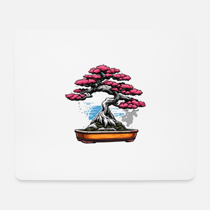 Bonsai / Baum / Miniatur / Japanisch / klein - Mousepad (Querformat) - Weiß