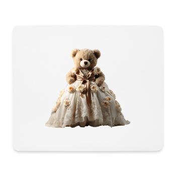 Ours en peluche en robe de mariée - Tapis de souris (format paysage) - blanc - Devant
