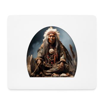 Chef indien avec coiffe de plumes - Tapis de souris (format paysage) - blanc - Devant