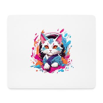 Bunte Katze - Mousepad (Querformat) - Weiß - Vorne