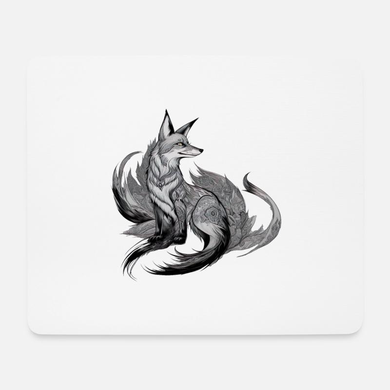 Fuchs Mandala Zeichnung komplexe Natur Wildnis - Mousepad (Querformat) - Weiß