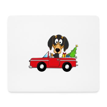 HUND - DACKEL - WEIHNACHTEN - AUTO - GESCHENKE - Mousepad (Querformat) - Weiß - Vorne