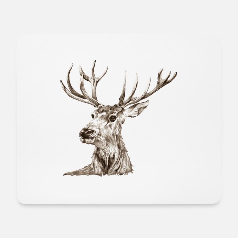 Hirsch - Mousepad (Querformat) - Weiß