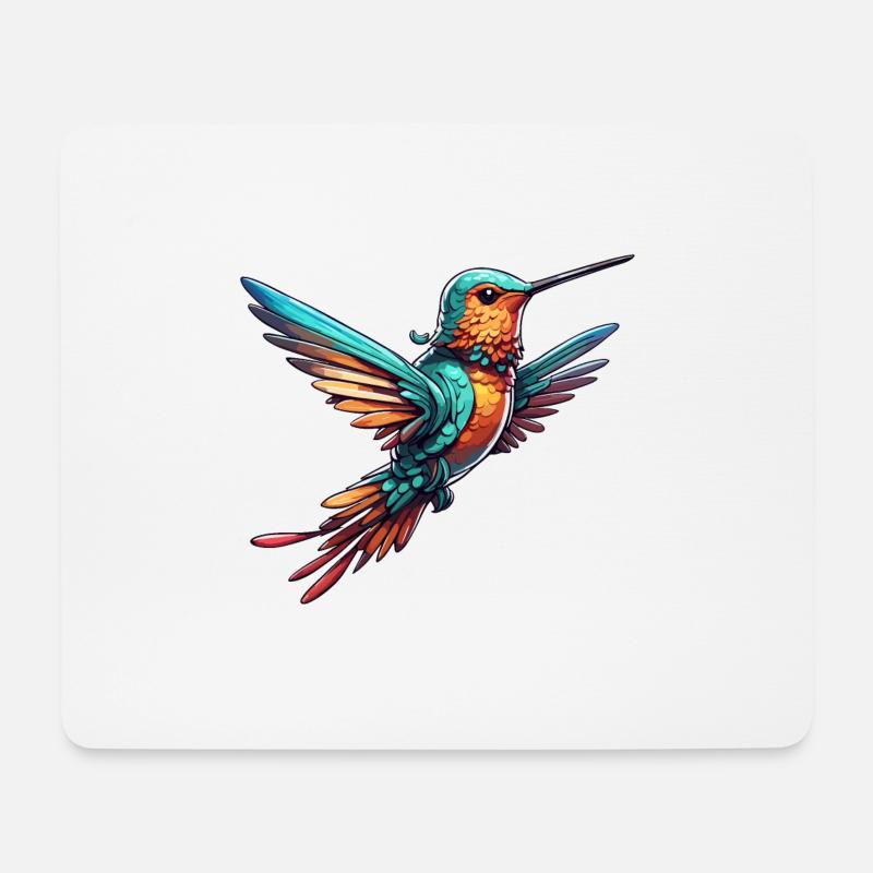 Kolibri / Vogel / Tier / fliegen / Flügel / Federn - Mousepad (Querformat) - Weiß